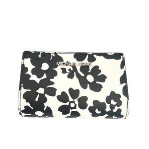 Michael Kors Jet Set Travel Medium Bifold Zip Coin Wallet Black Embossed